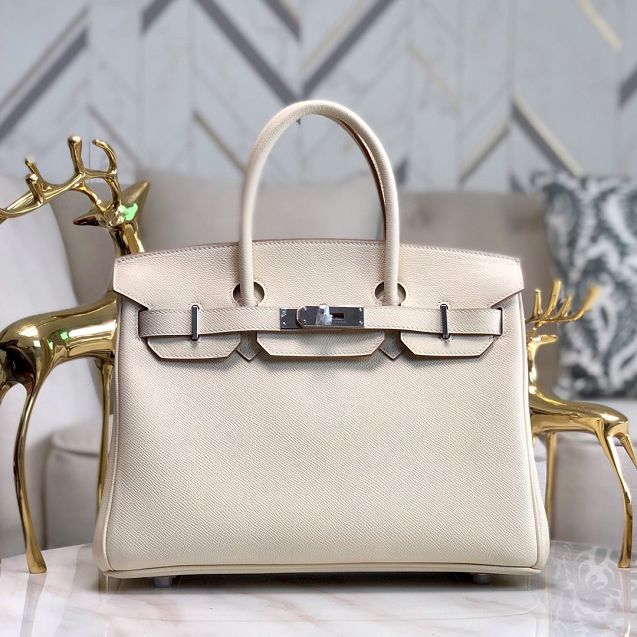 Hermes original epsom leather birkin 25 bag H25-3 cream white