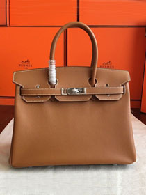 Hermes original epsom leather birkin 35 bag H35-3 gold brown