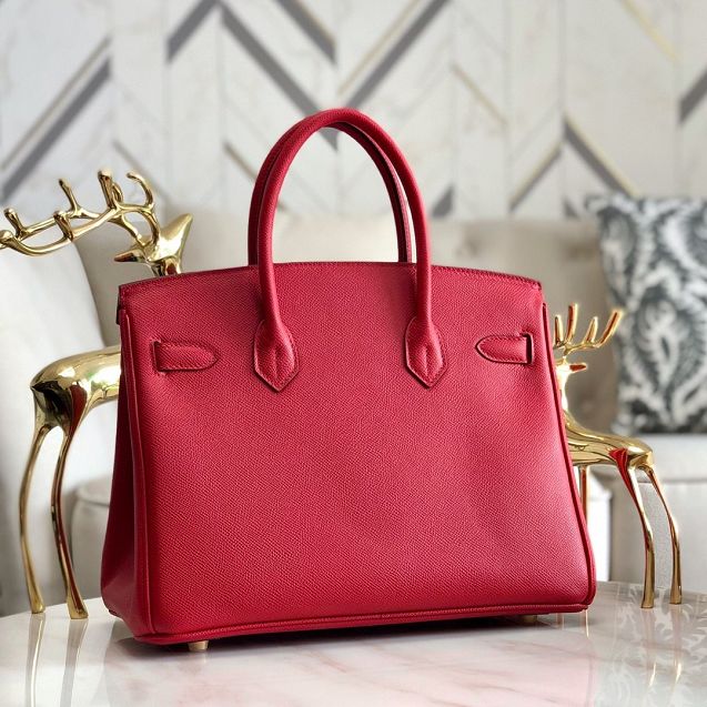 Hermes original epsom leather birkin 25 bag H25-3 rouge tomate