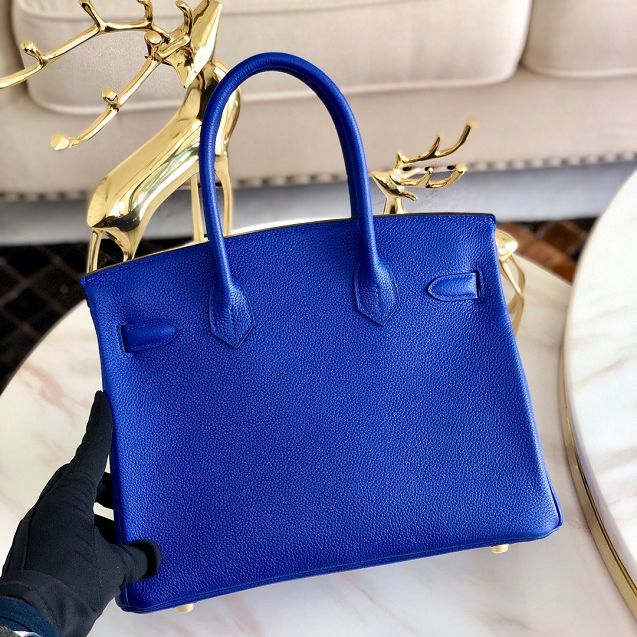 Hermes original togo leather birkin 25 bag H25-1 electric blue