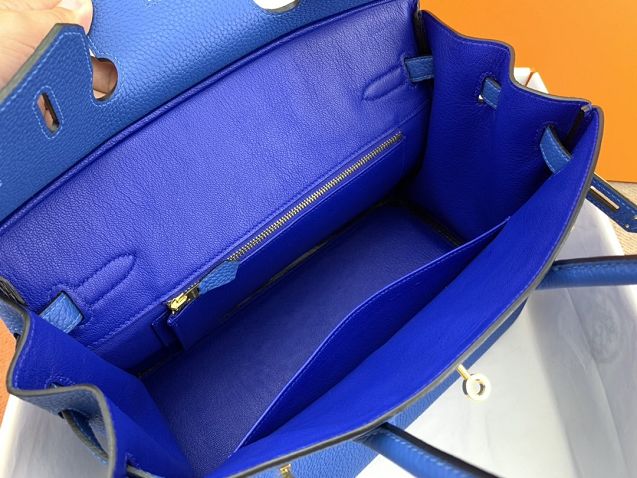 Hermes original togo leather birkin 30 bag H30-1 blue zellige