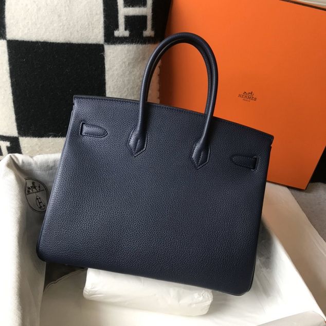 Hermes original togo leather birkin 25 bag H25-1 dark blue