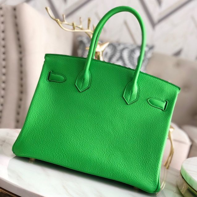 Hermes original togo leather birkin 35 bag H35-1 grass green