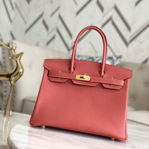 Hermes original togo leather birkin 30 bag H30-1 red bean