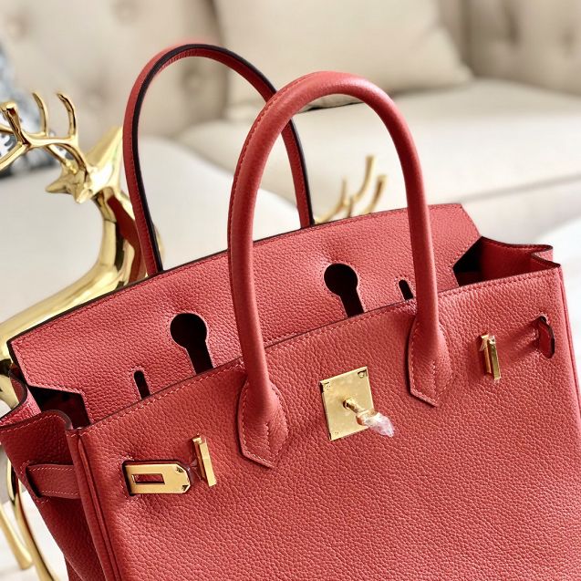 Hermes original togo leather birkin 30 bag H30-1 red bean