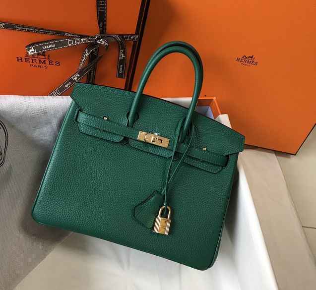 Hermes original togo leather birkin 30 bag H30-1 vert fonce