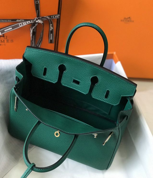 Hermes original togo leather birkin 35 bag H35-1 vert fonce