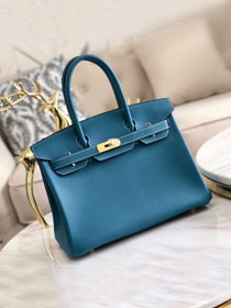 Hermes original togo leather birkin 30 bag H30-1 denim blue