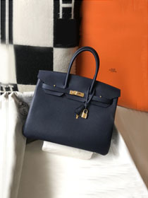 Hermes original togo leather birkin 25 bag H25-1 dark blue