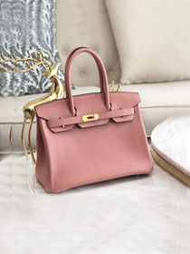 Hermes original togo leather birkin 25 bag H25-1 lotus root pink	