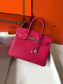 Hermes original togo leather birkin 25 bag H25-1 rose red