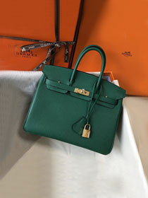 Hermes original togo leather birkin 25 bag H25-1 vert fonce