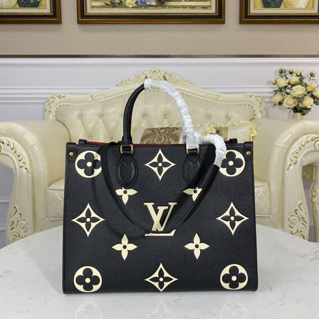 Louis vuitton original embossed calfskin onthego mm M45495 black