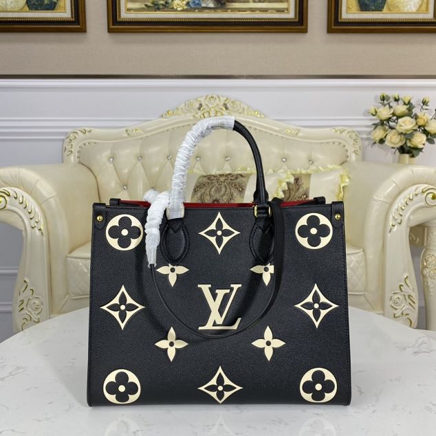 Louis vuitton original embossed calfskin onthego mm M45495 black