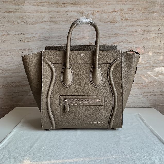 Celine original grained calfskin mini luggage handbag 189213 grey