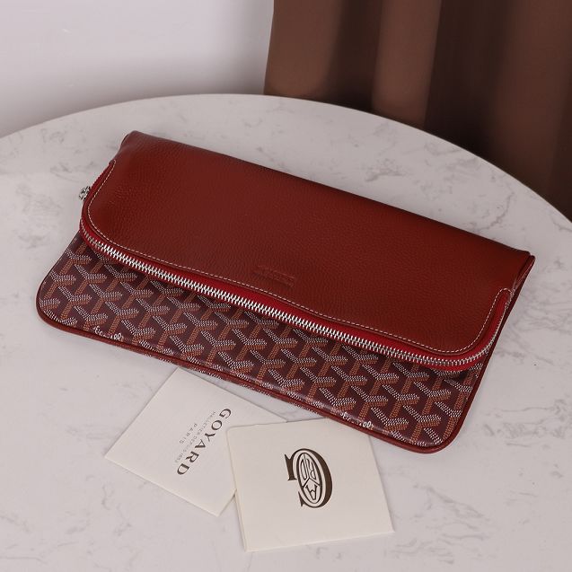 Goyard original calfskin&canvas sainte marie MM clutch GY0020 wine red