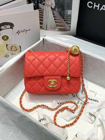 2020 CC original lambskin small flap bag AS1786 coral