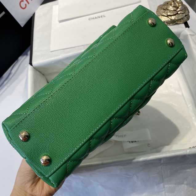 CC original grained calfskin small coco handle bag A92990 green