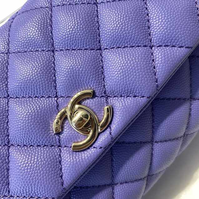 CC original grained calfskin small coco handle bag A92990 purple