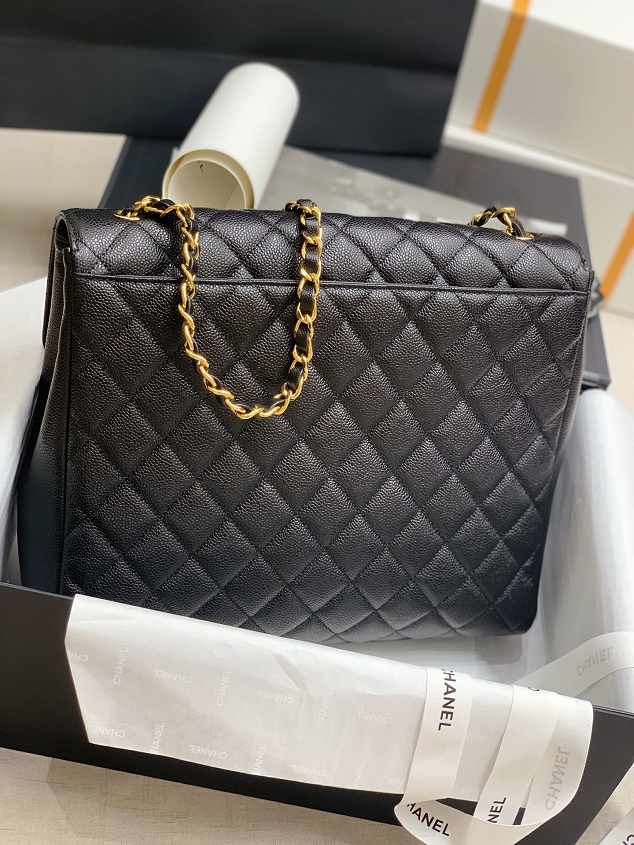 2021 CC original grained calfskin max flap bag AS8431 black