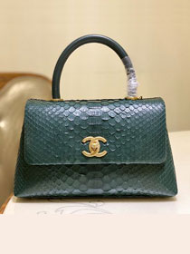 CC original phython leather small coco handle bag A92990 green