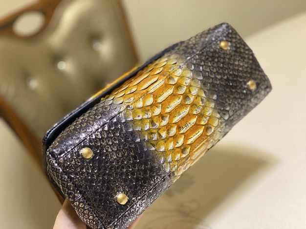 CC original python leather small coco handle bag A92990 black&gold