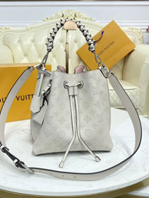 Louis vuitton original mahina leather muria bucket bag M58788 silver grey