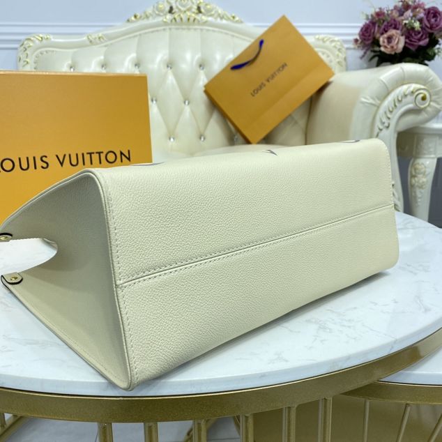 Louis vuitton original embossed calfskin onthego mm M45654 white&grey