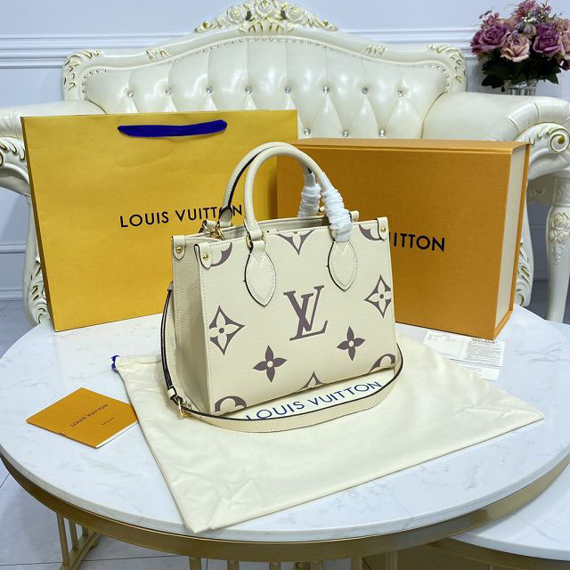 Louis vuitton original embossed calfskin onthego pm M45658 white