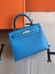 Hermes original epsom leather kelly 28 bag K28-2 blue zanzibar