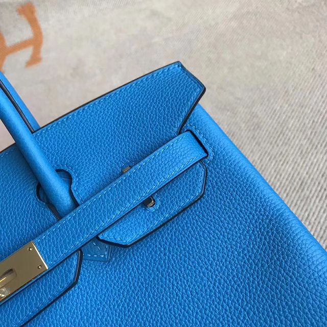Hermes original togo leather birkin 30 bag H30-1 blue zanzibar