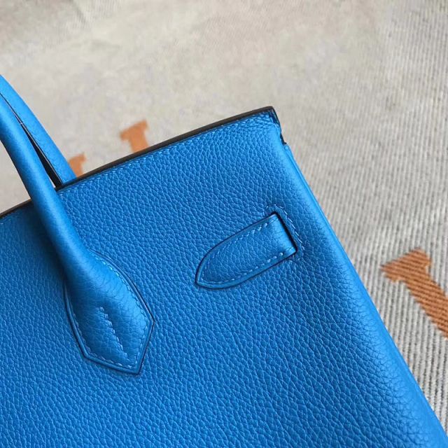 Hermes original togo leather birkin 35 bag H35-1 blue zanzibar