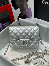 CC original lambskin super mini flap bag A35200 silver