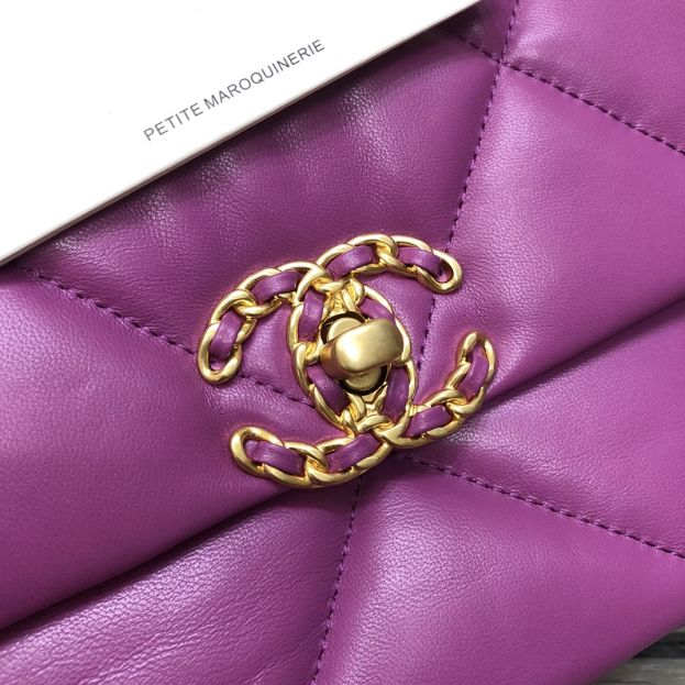 2021 CC original lambskin small 19 flap bag AS1160 purple