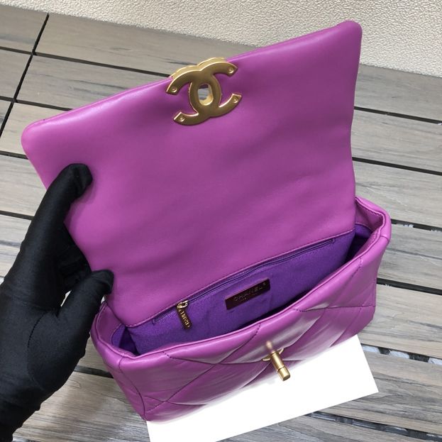 2021 CC original lambskin small 19 flap bag AS1160 purple