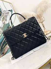 CC original lambskin flap bag with top handle A01089 black