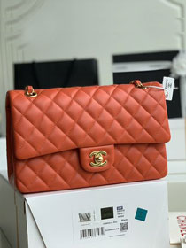 CC original lambskin medium flap bag A01112 coral