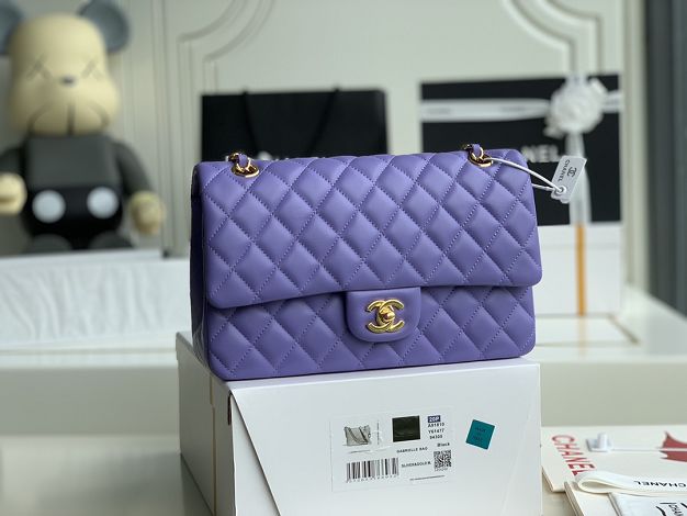 CC original lambskin medium flap bag A01112 purple