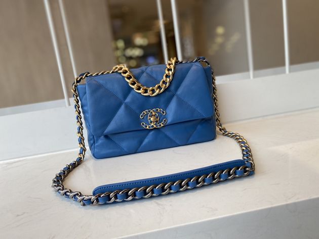 2021 CC original lambskin small 19 flap bag AS1160 blue