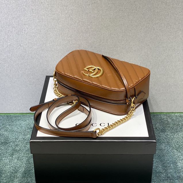 GG original calfskin marmont small shoulder bag 447632 brown