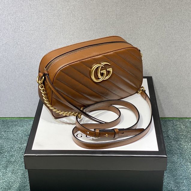 GG original calfskin marmont small shoulder bag 447632 brown