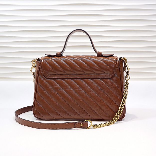 GG original calfskin marmont small top handle bag 498110 brown