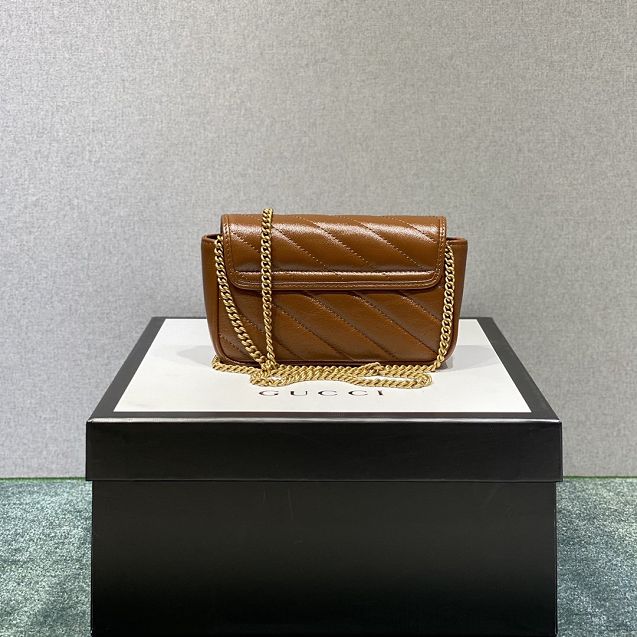 GG original calfskin marmont super mini bag 476433 brown