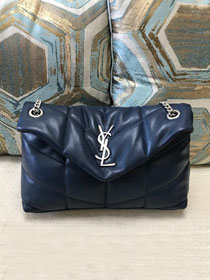 YSL original calfskin puffer small bag 577476 navy blue