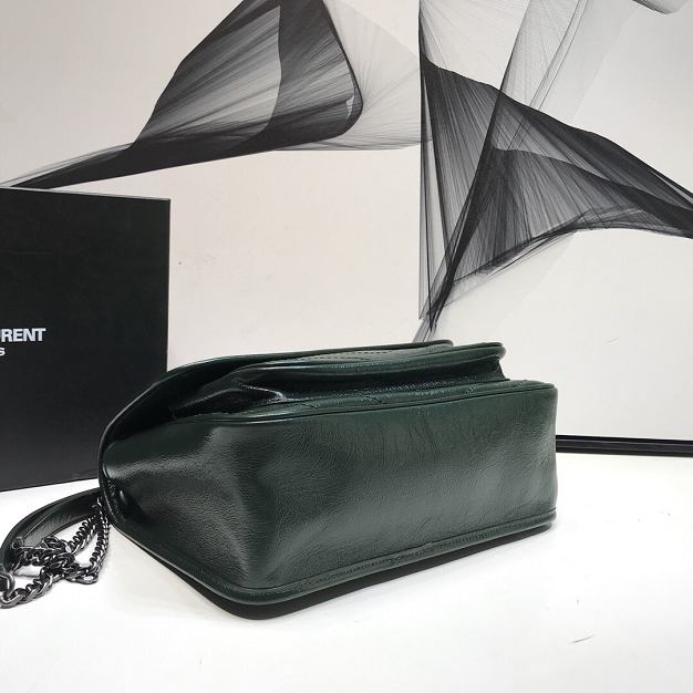 YSL original crinkled calfskin niki medium bag 498894 dark green