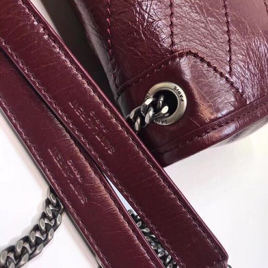 YSL original crinkled calfskin niki baby bag 533037 bordeaux