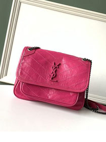 YSL original crinkled calfskin niki baby bag 533037 rose red