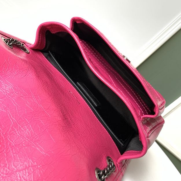 YSL original crinkled calfskin niki baby bag 533037 rose red