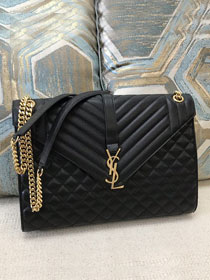 YSL original calfskin envelope large bag 600185 black