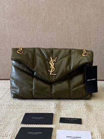 YSL original calfskin puffer small bag 577476 dark green